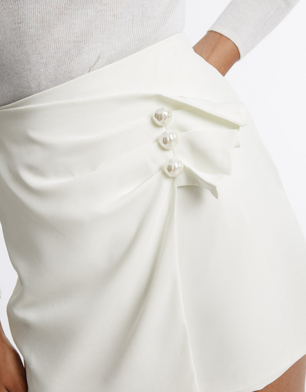 Faux Pearl Wrapped Skirt