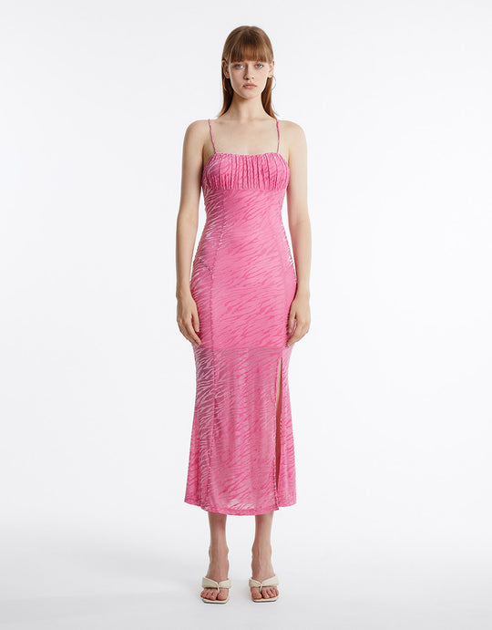 Zebra Print Side Slit Dress