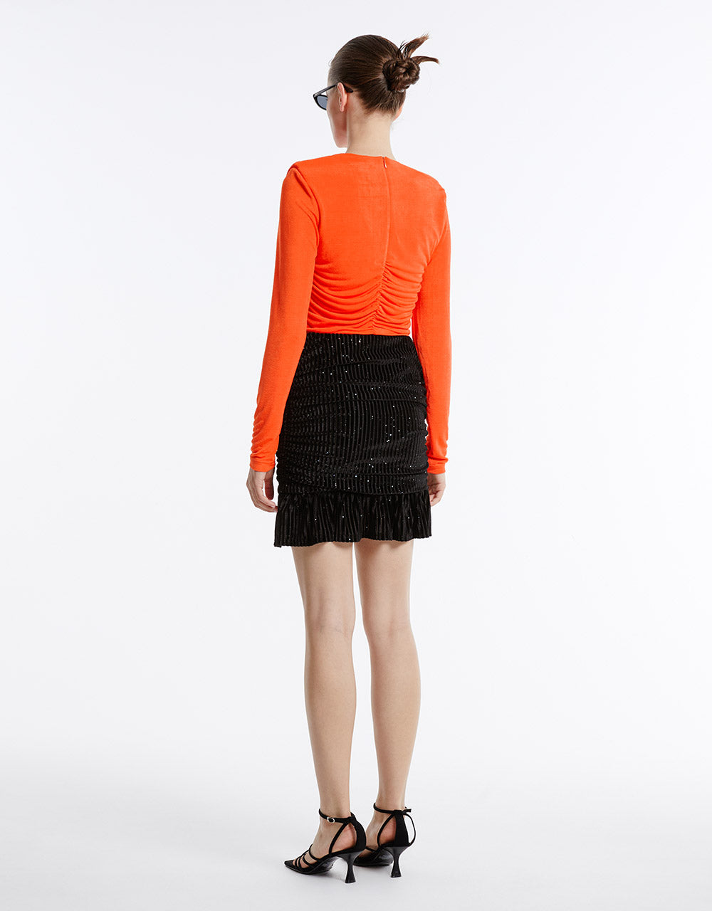 Glitter Mini Skirt With Ruffle Hem