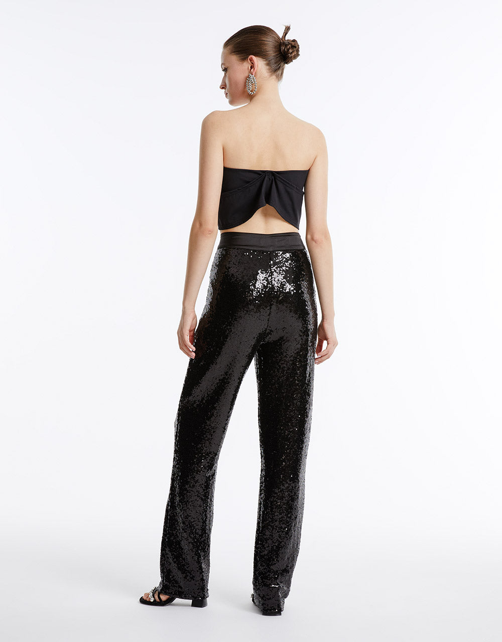 High Waist Flare Pants With Sequins