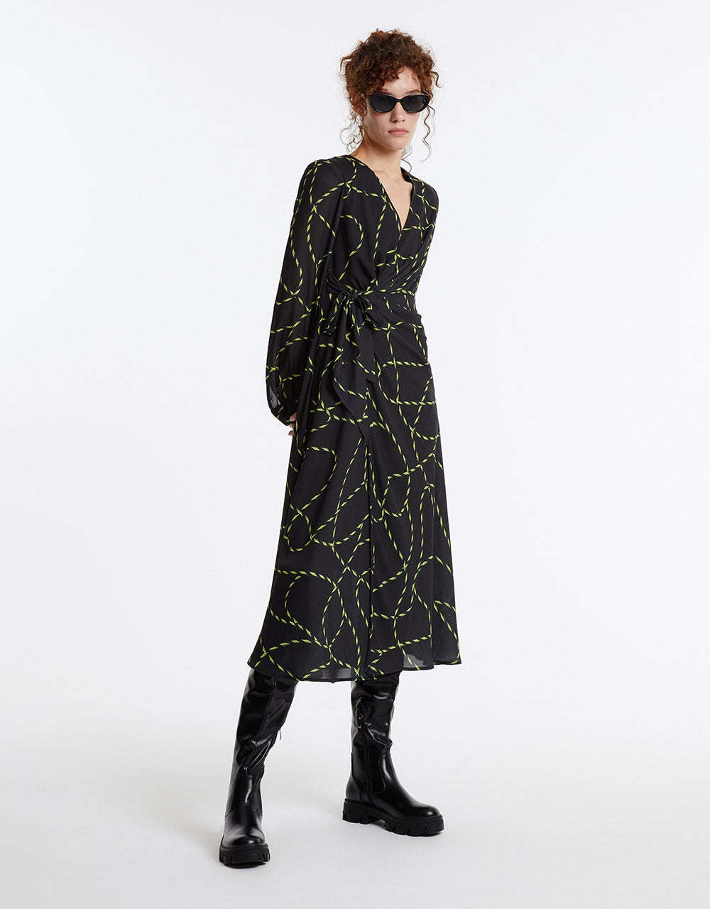 Printed Ruched Wrap Dress