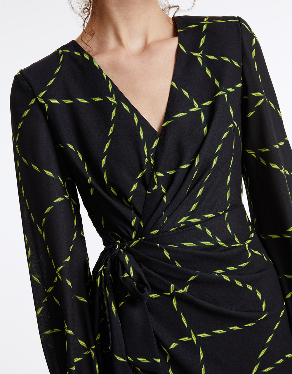 Printed Ruched Wrap Dress