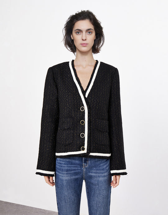 Contrast Trim Cardigan