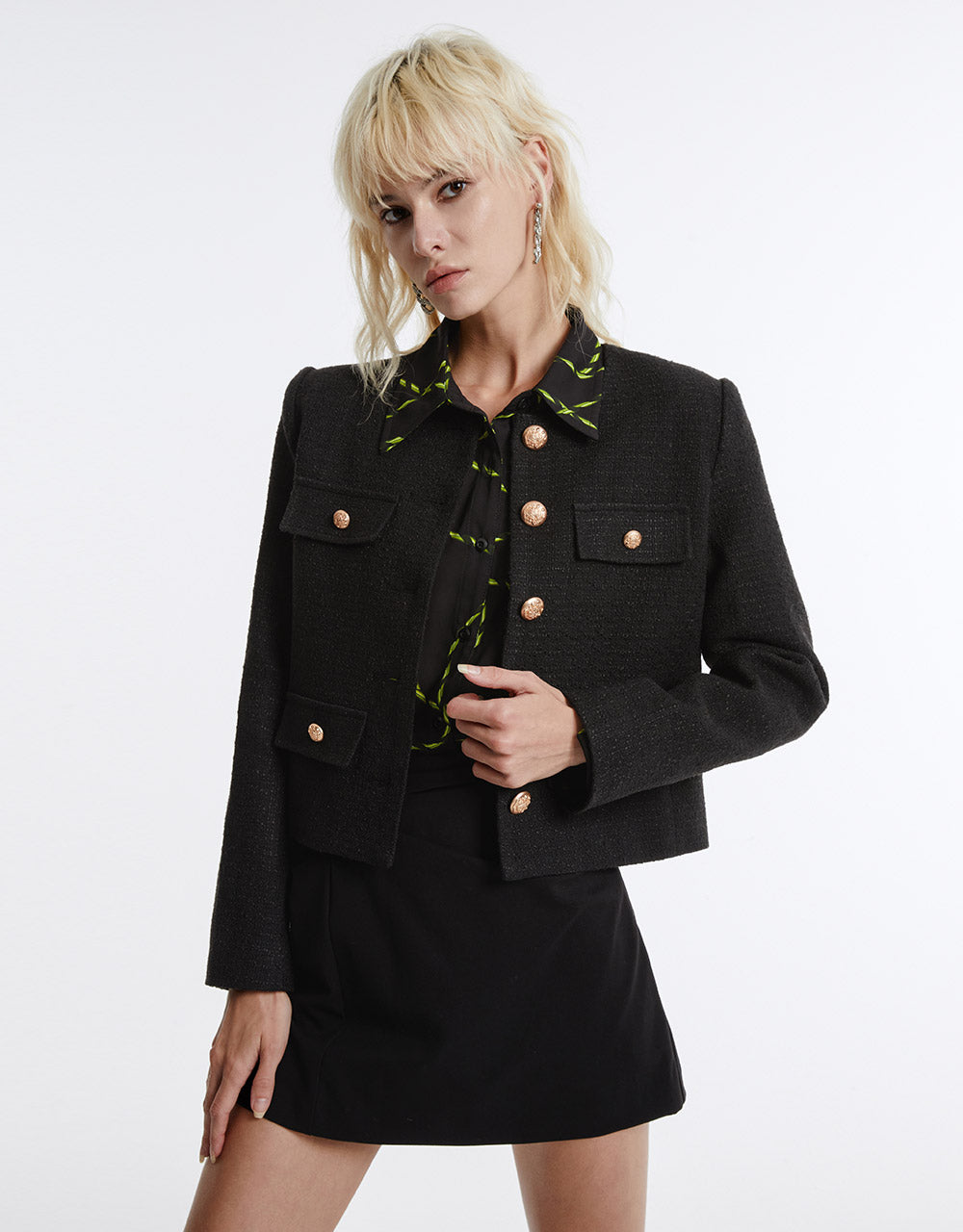 Tweed Button Up Jacket