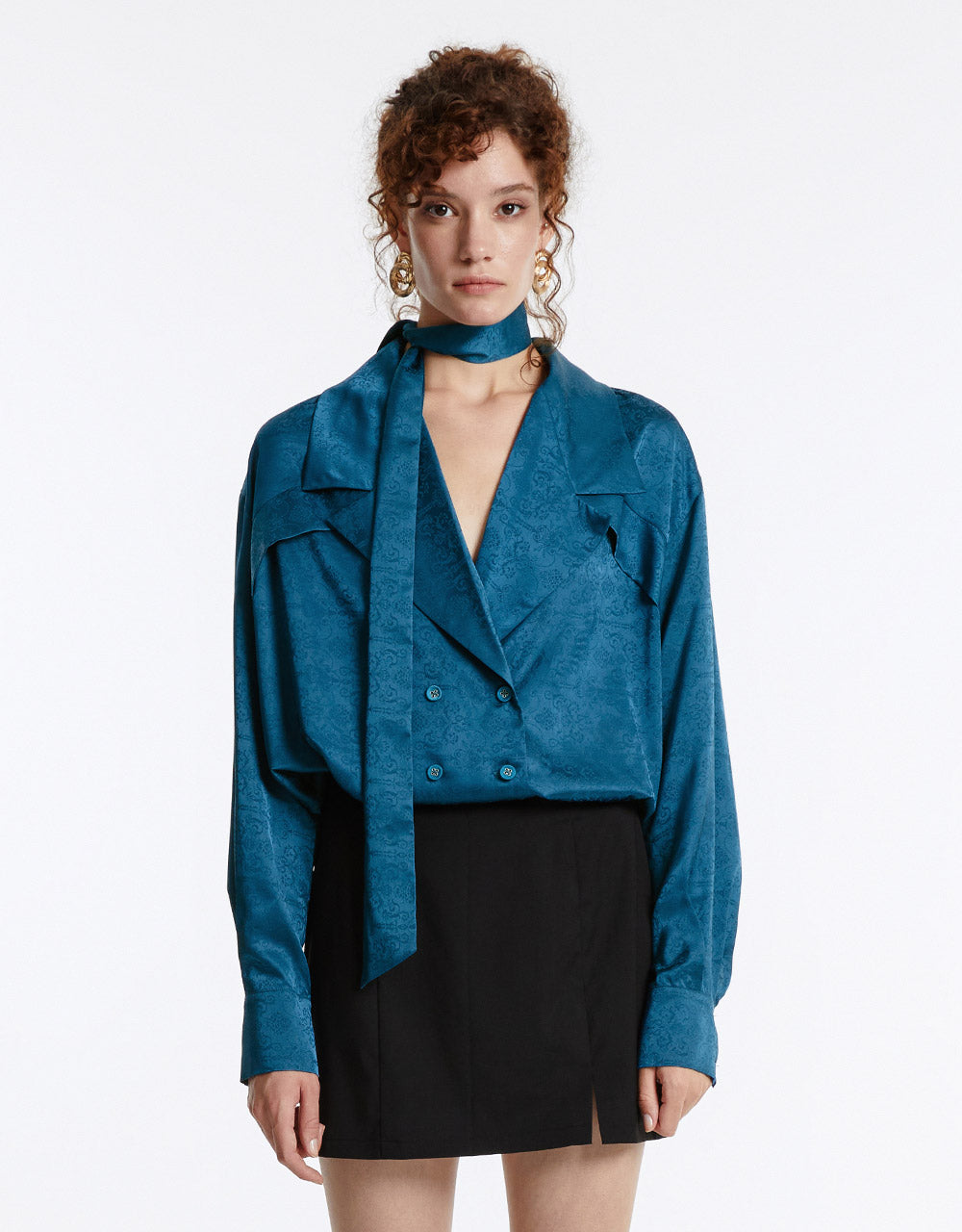 Jacquard Bow Detail Shirt