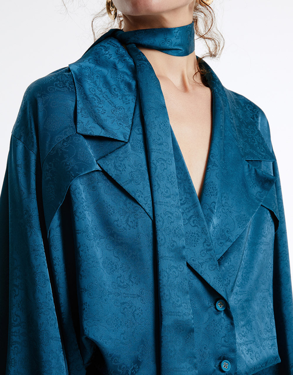 Jacquard Bow Detail Shirt