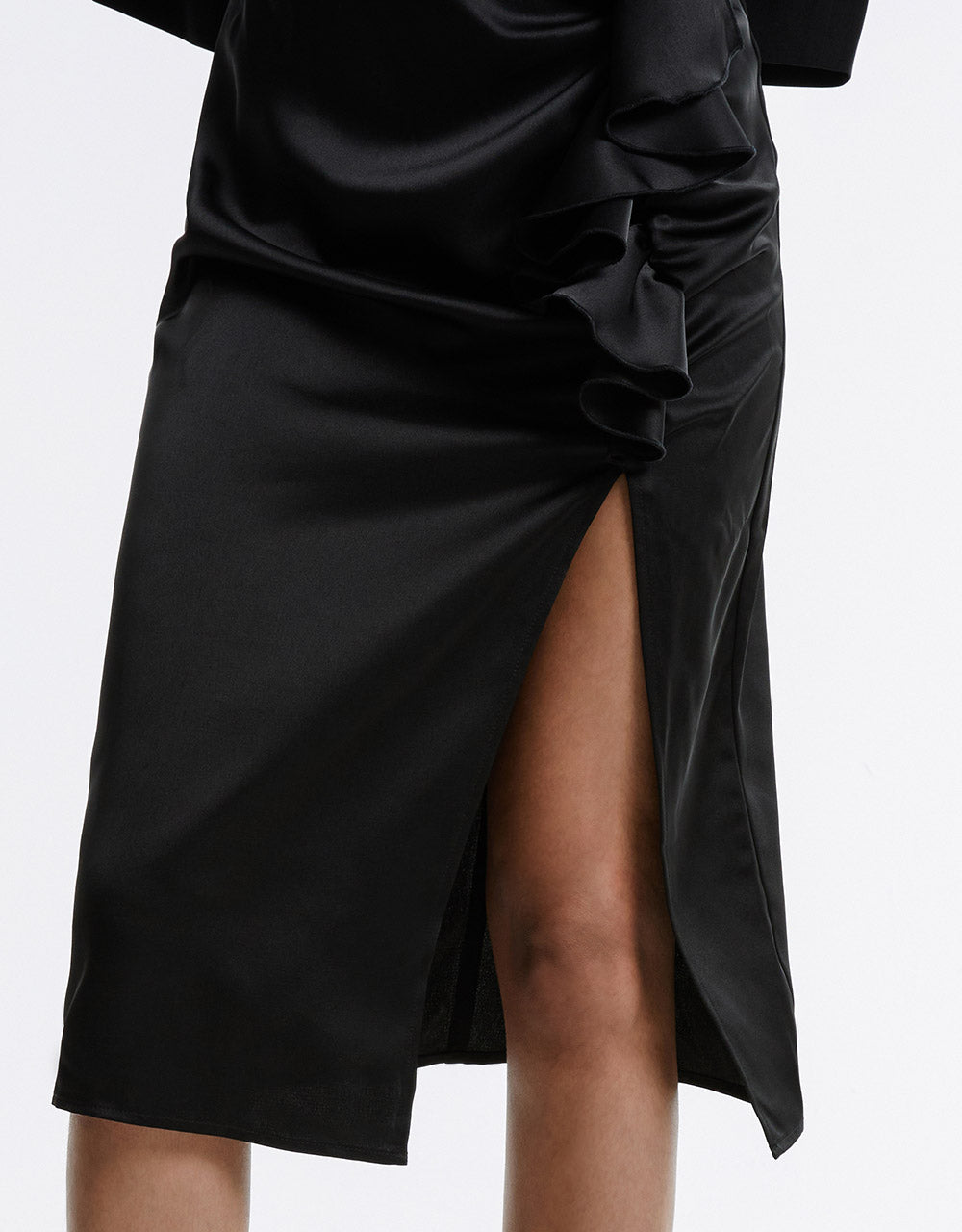 Slit Hem Ruched Skirt