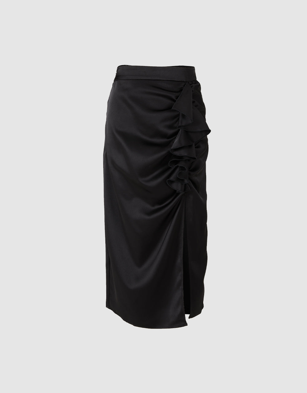 Slit Hem Ruched Skirt