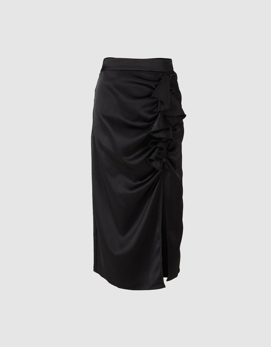Slit Hem Ruched Skirt