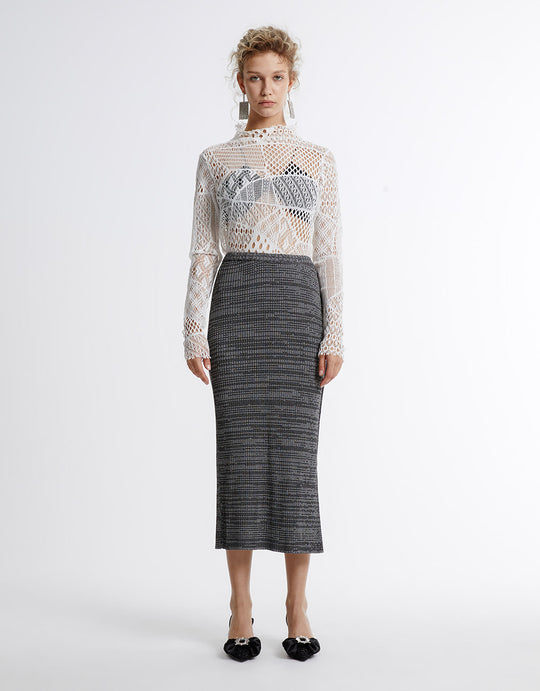 Textured Long Knitted Skirt