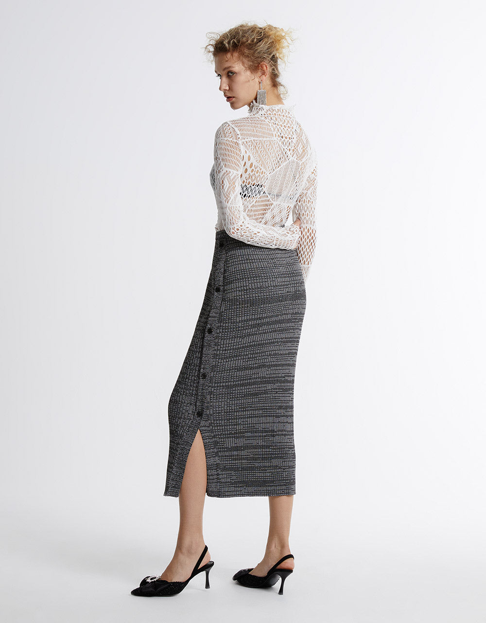 Textured Long Knitted Skirt