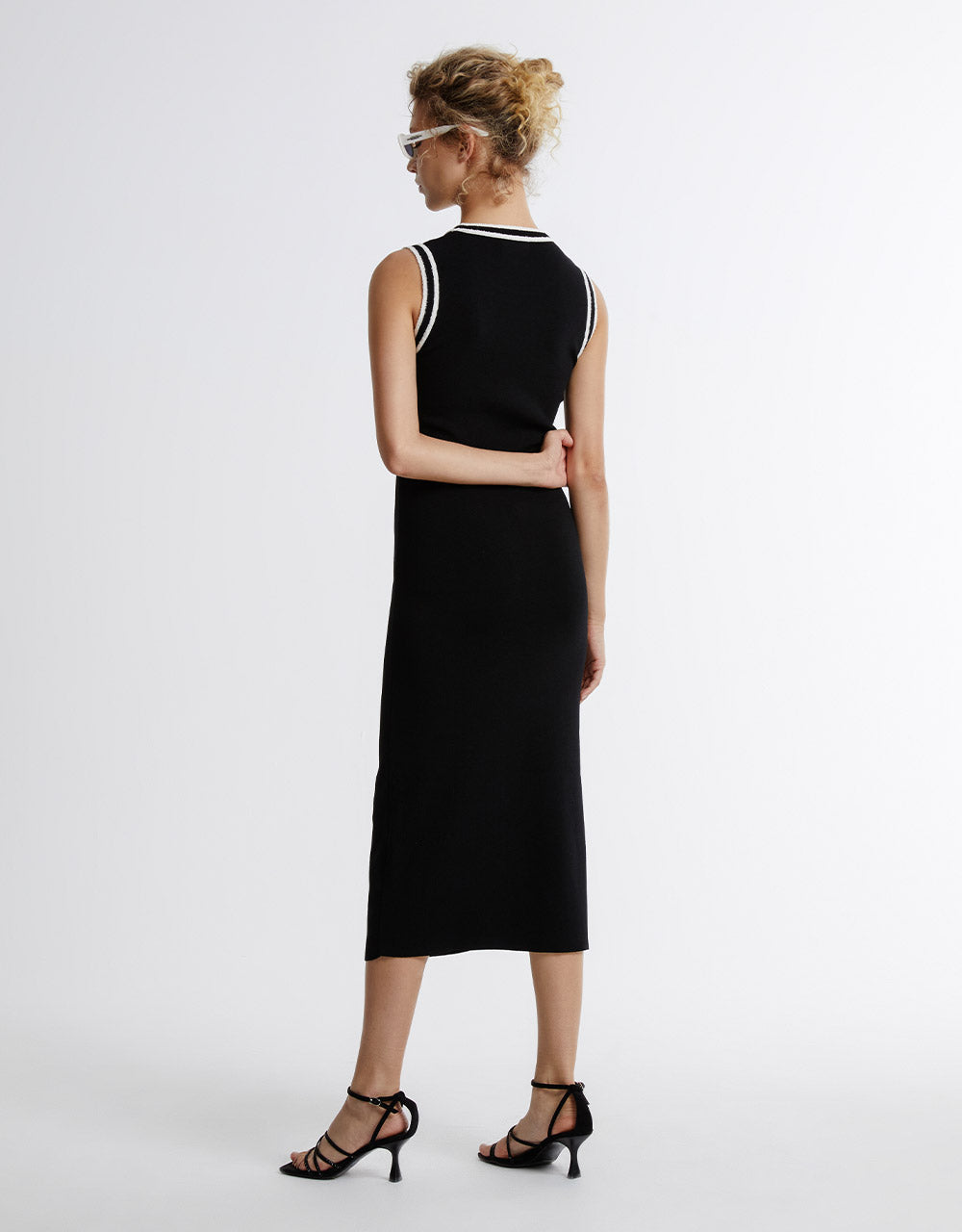 Contrast Trim Knitted Midi Dress