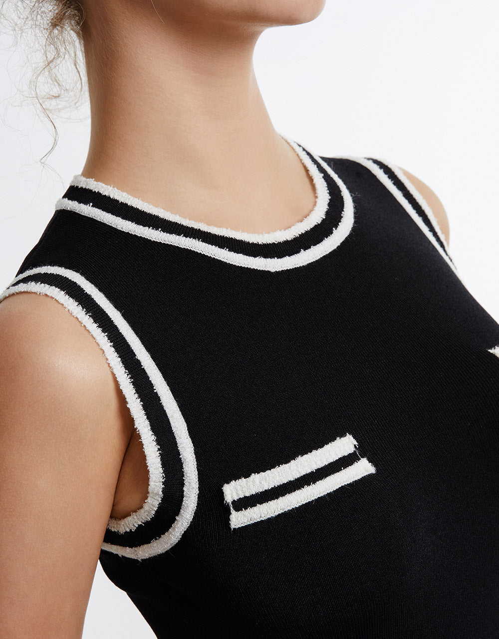 Contrast Trim Knitted Midi Dress