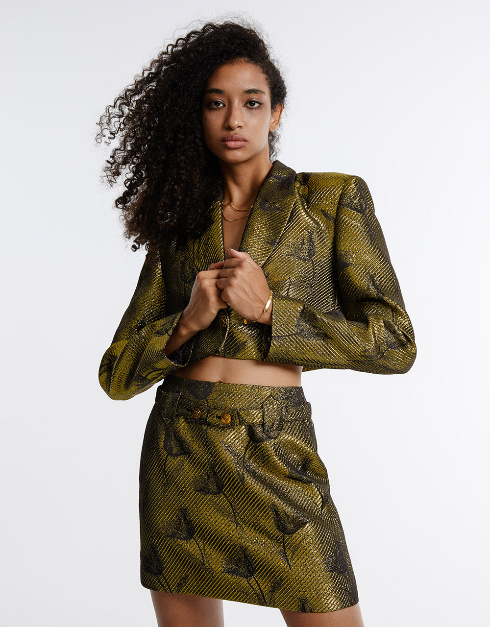 Printed Cropped Blazer