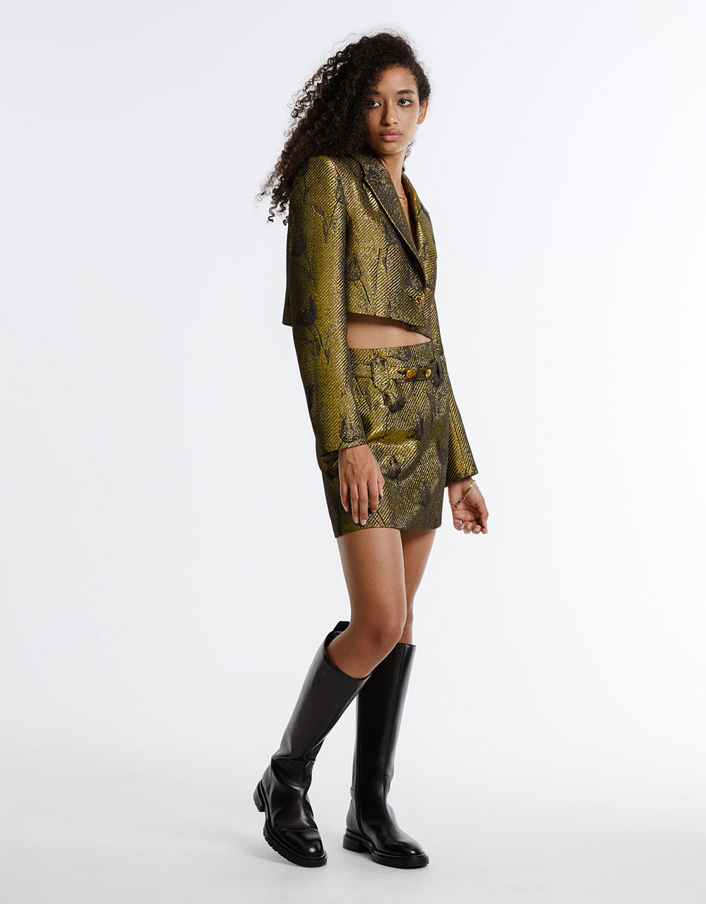 Printed Cropped Blazer