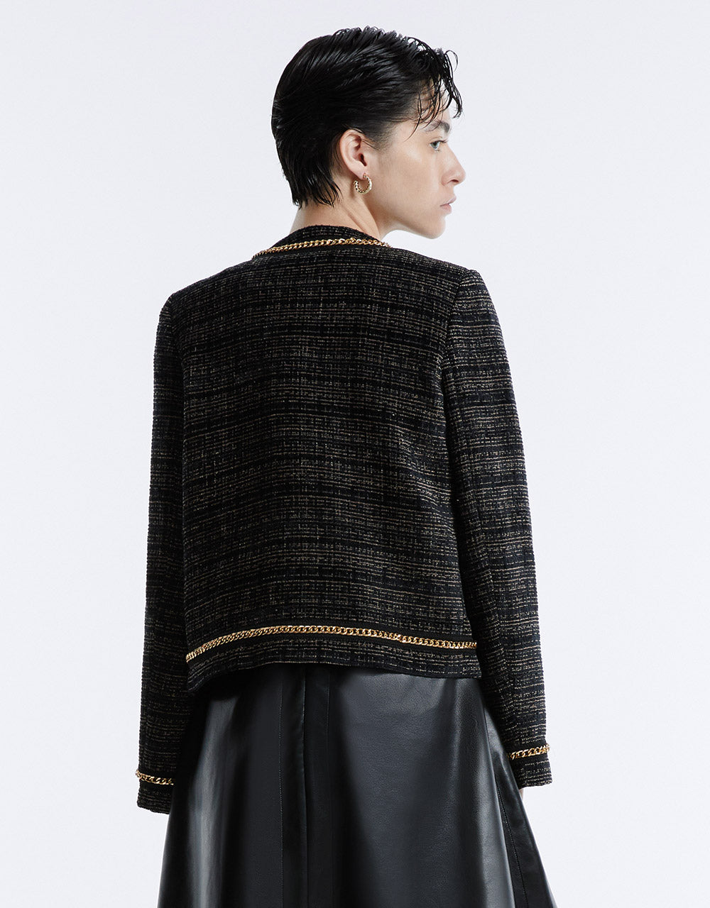 Chain Detail Tweed Jacket