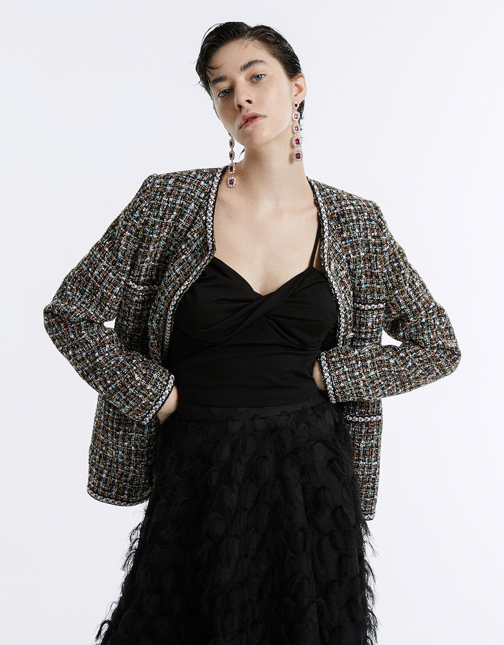 Tweed Button Up Jacket