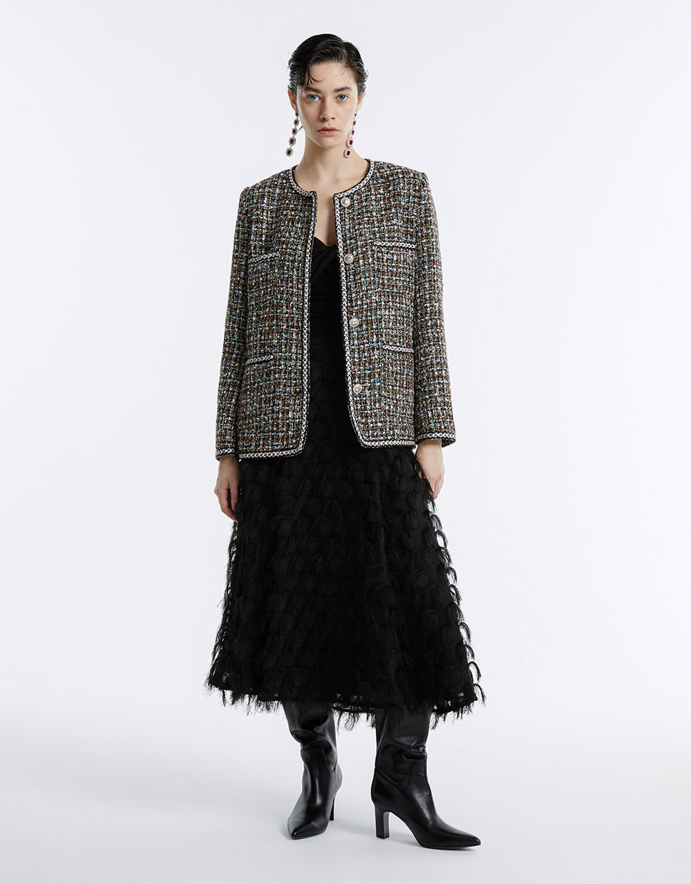 Tweed Button Up Jacket