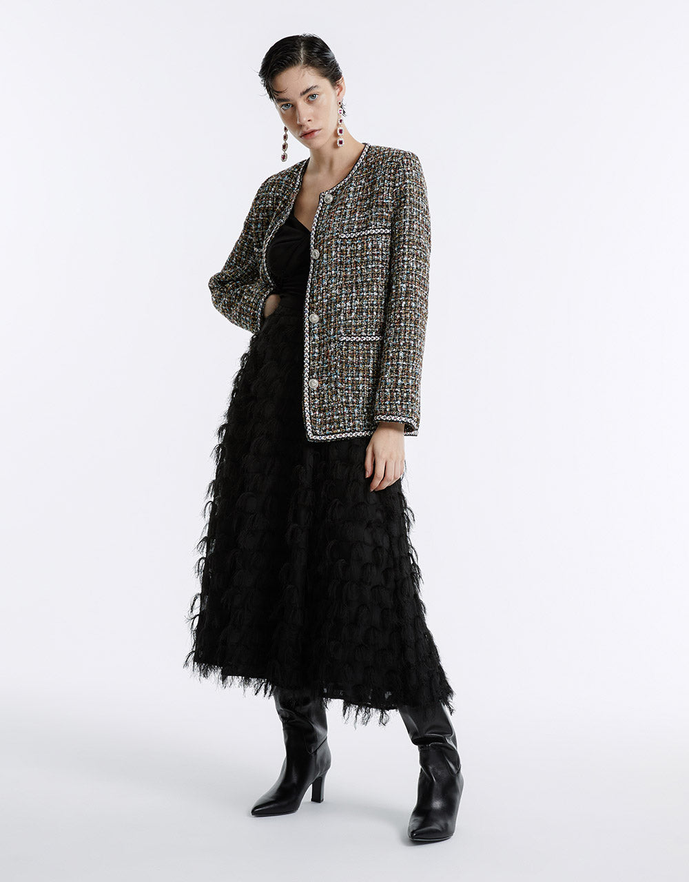 Tweed Button Up Jacket
