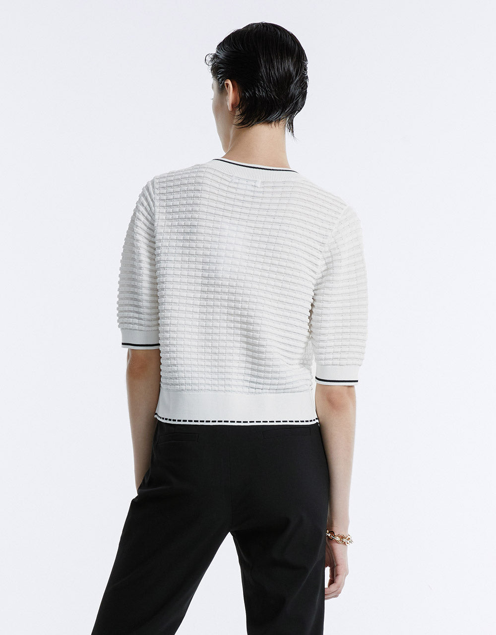 Contrast Trim Tweed Cardigan