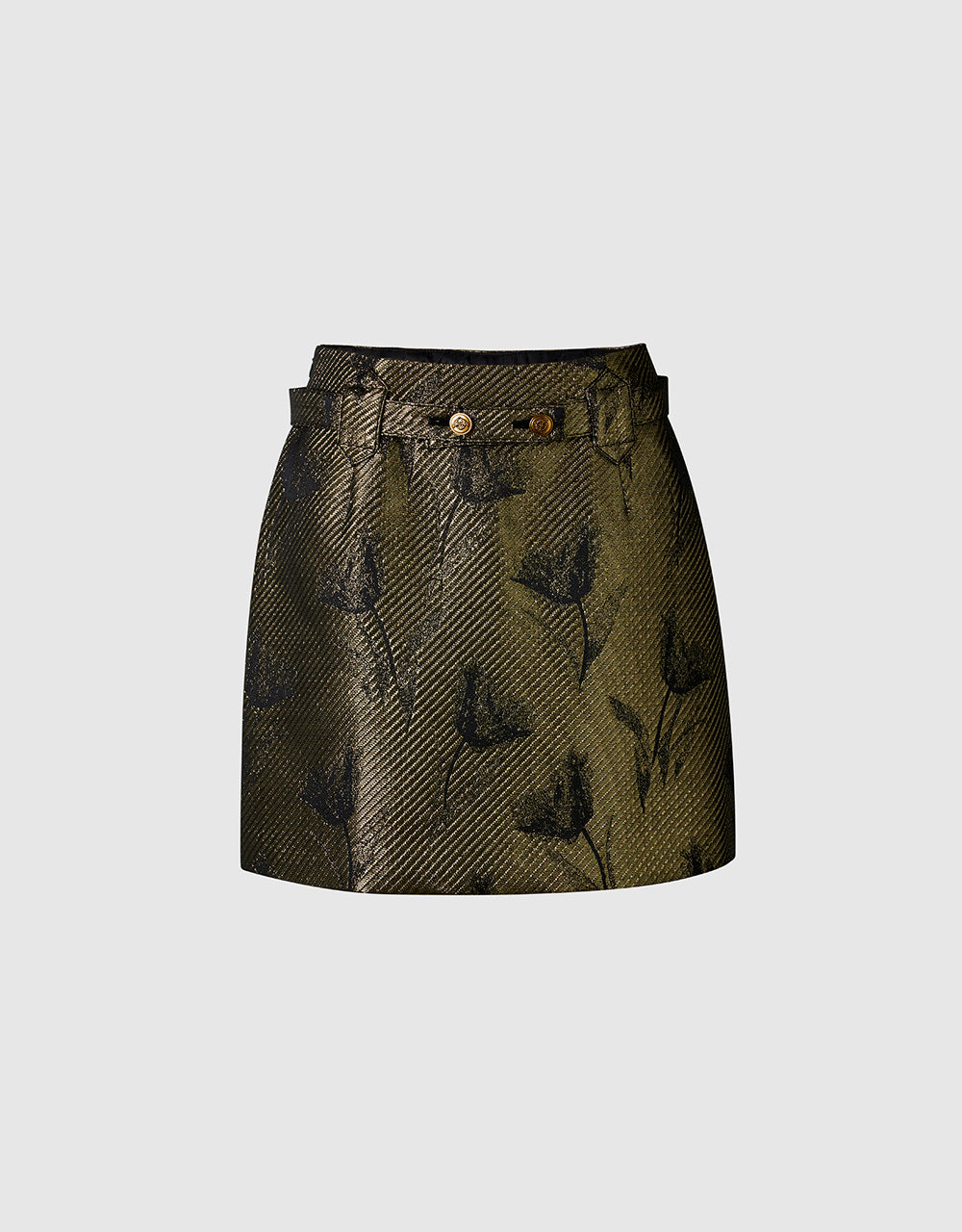 Printed Belted Mini Skirt