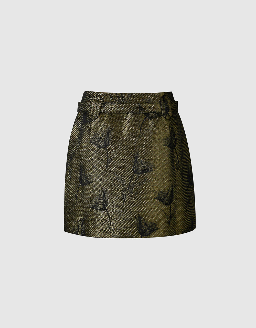 Printed Belted Mini Skirt