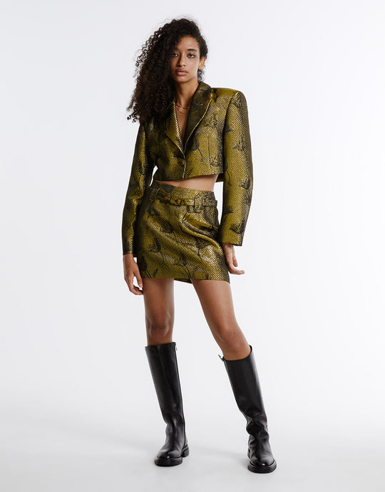 Printed Belted Mini Skirt