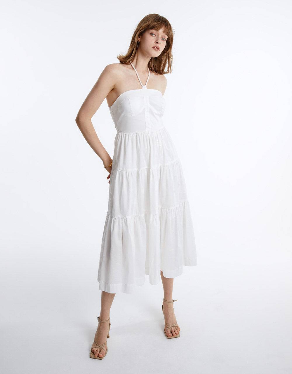 Halter Tiered Midi Dress