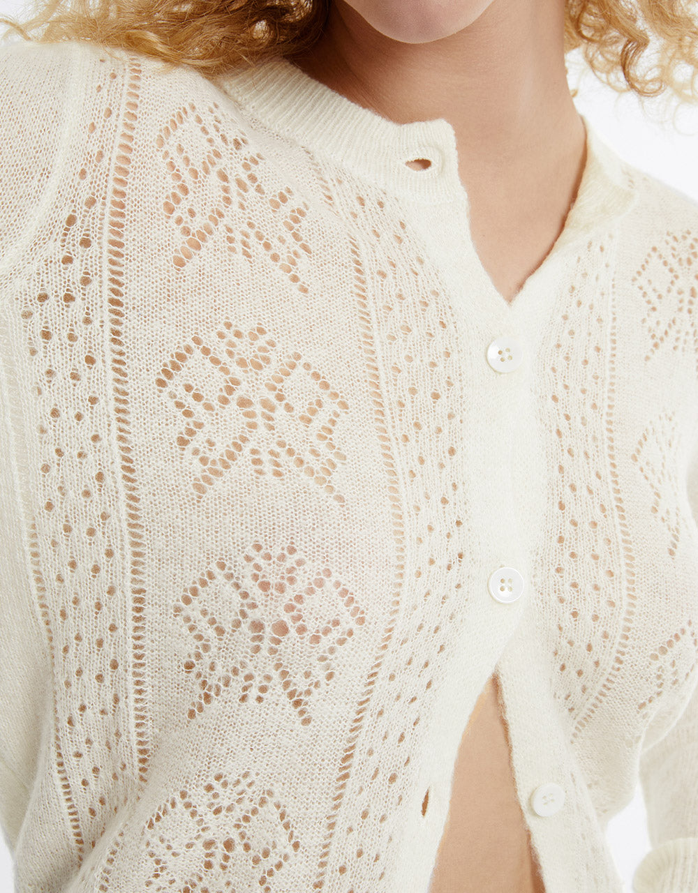 Pointelle Button Up Cardigan