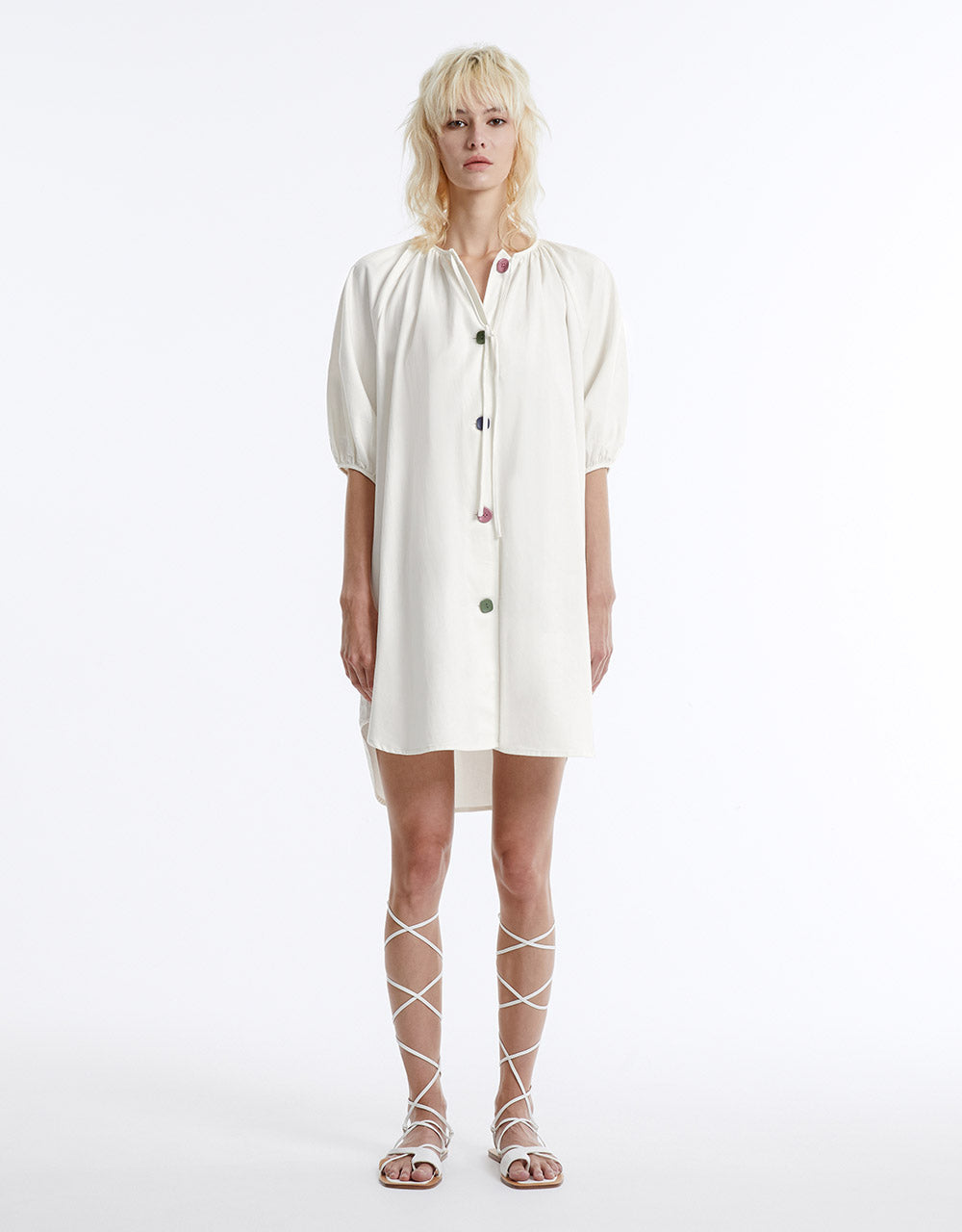 Tie Front Button Up Dress