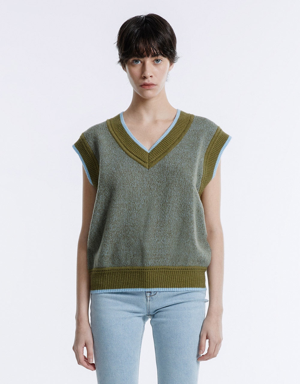 Contrast Color Sweater Vest