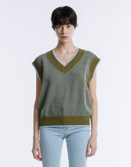 Contrast Color Sweater Vest
