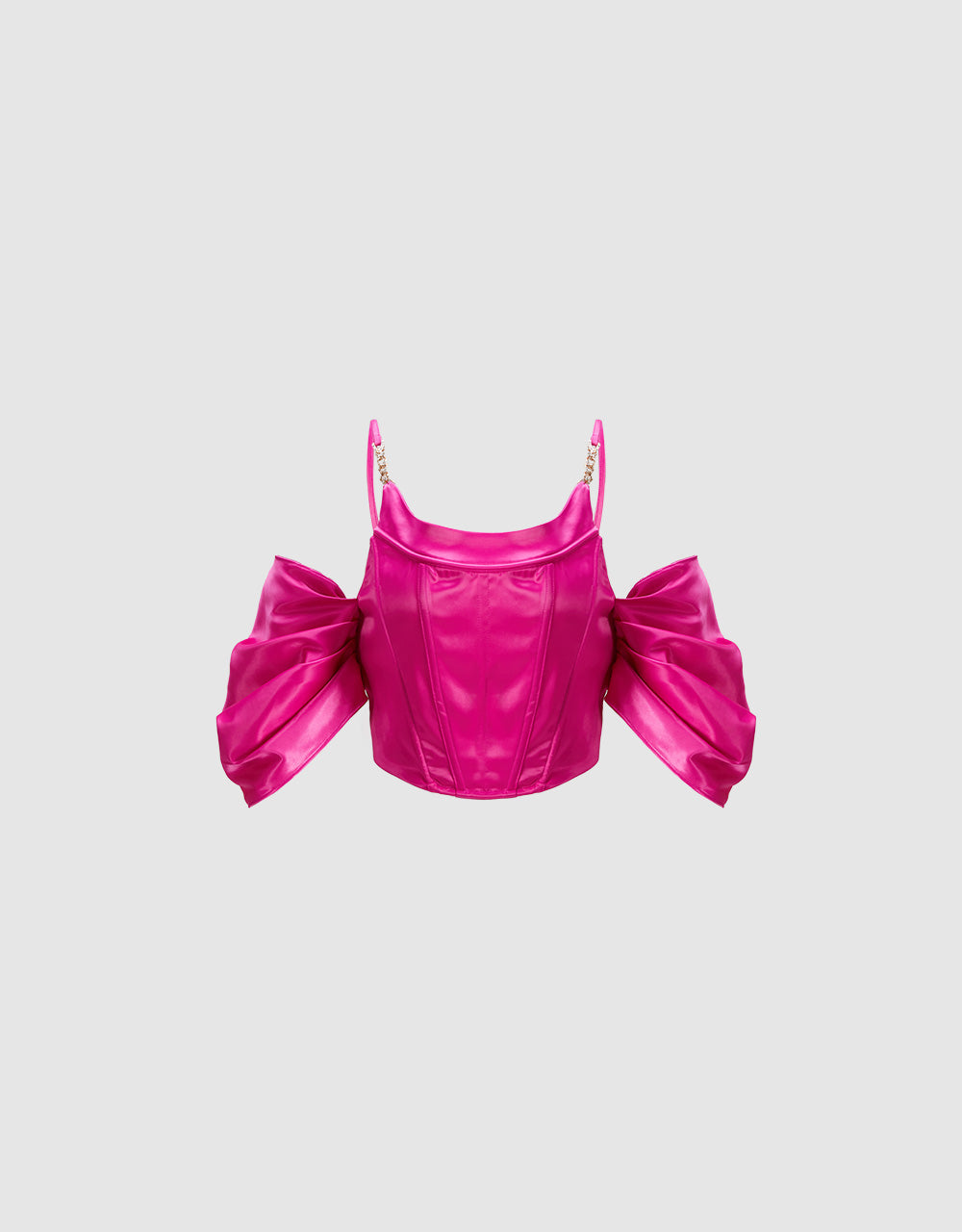 Satin Effect Cold Shoulder Cropped Top