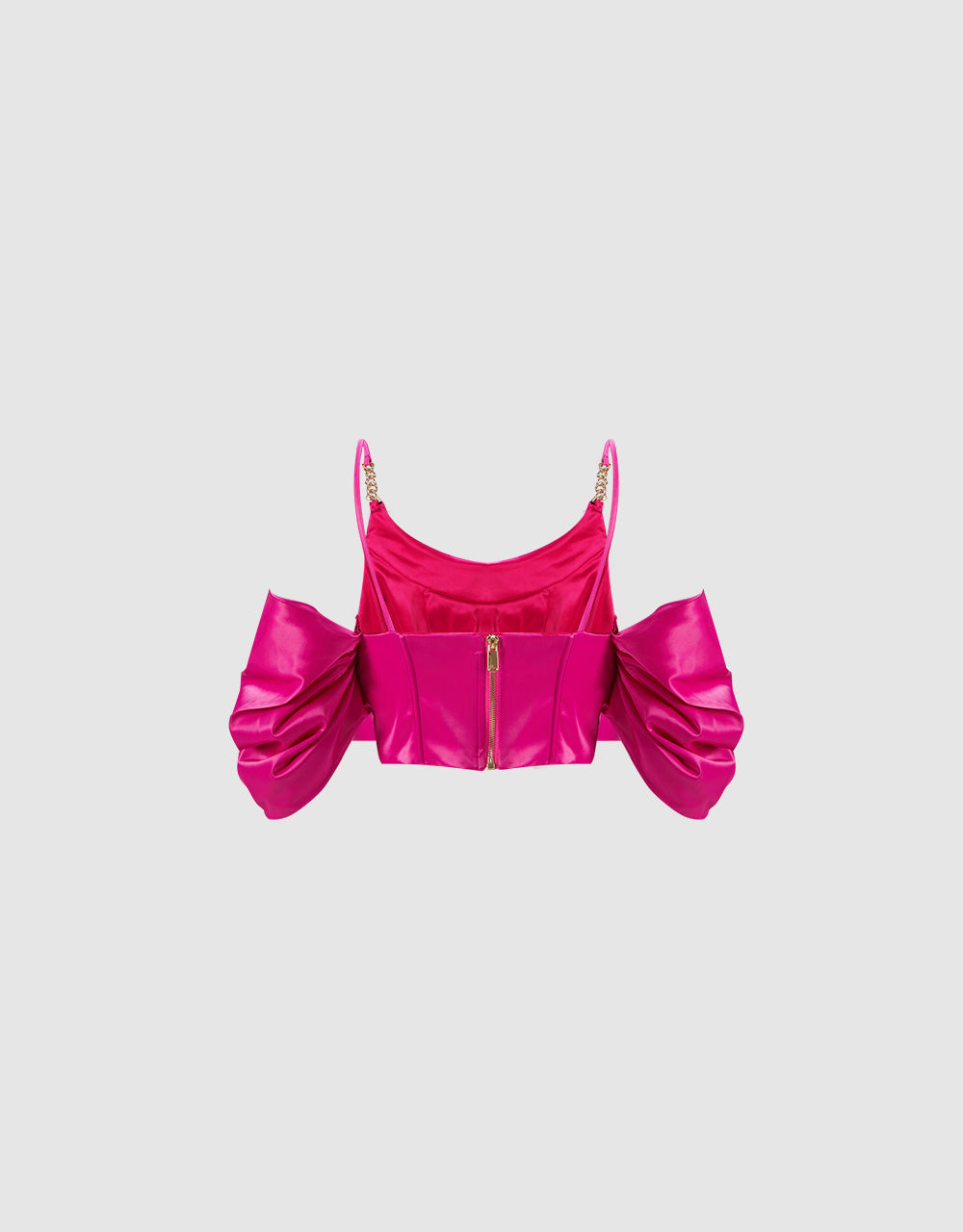 Satin Effect Cold Shoulder Cropped Top