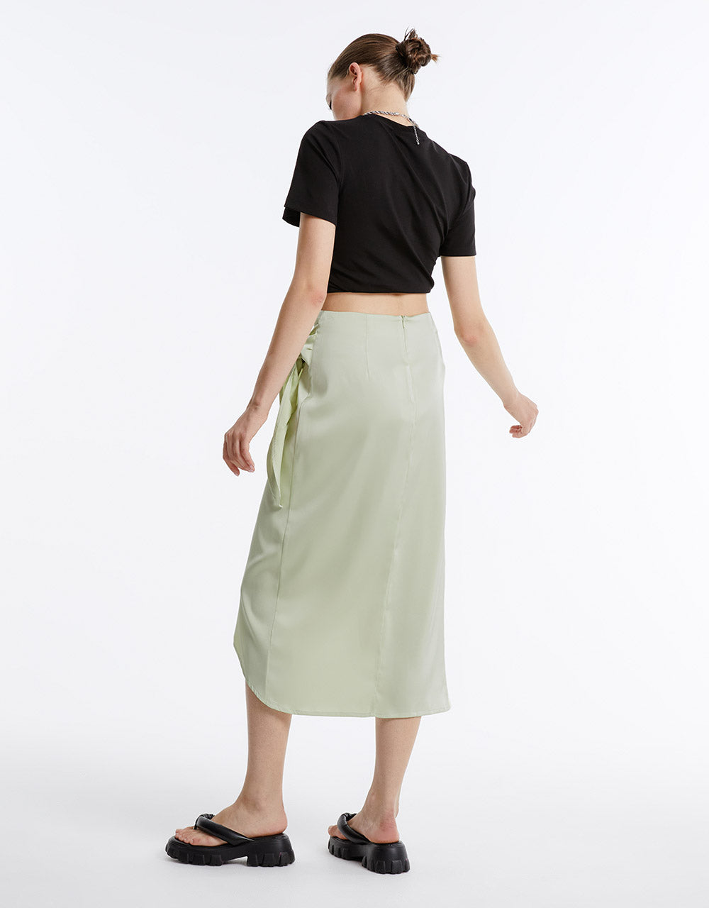 Satin Effect Wrapped Skirt
