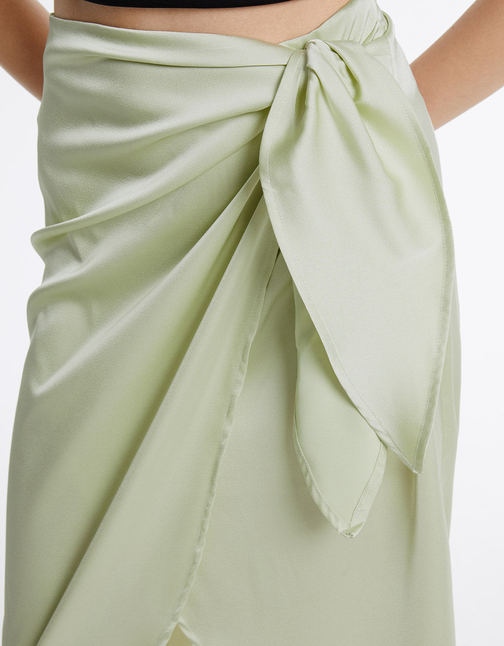 Satin Effect Wrapped Skirt