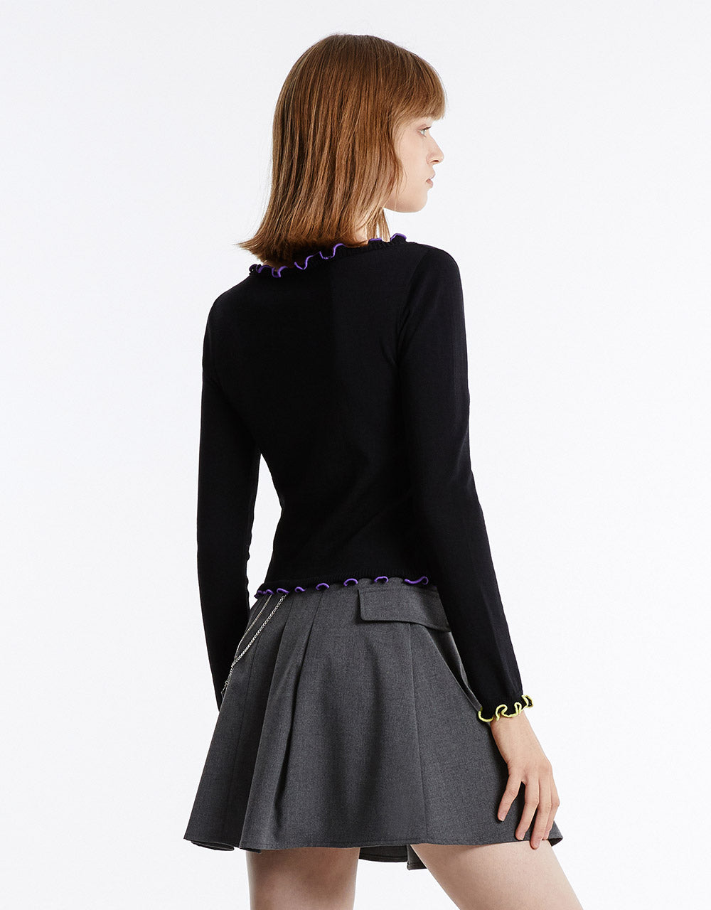 Contrast Color Trim Cardigan