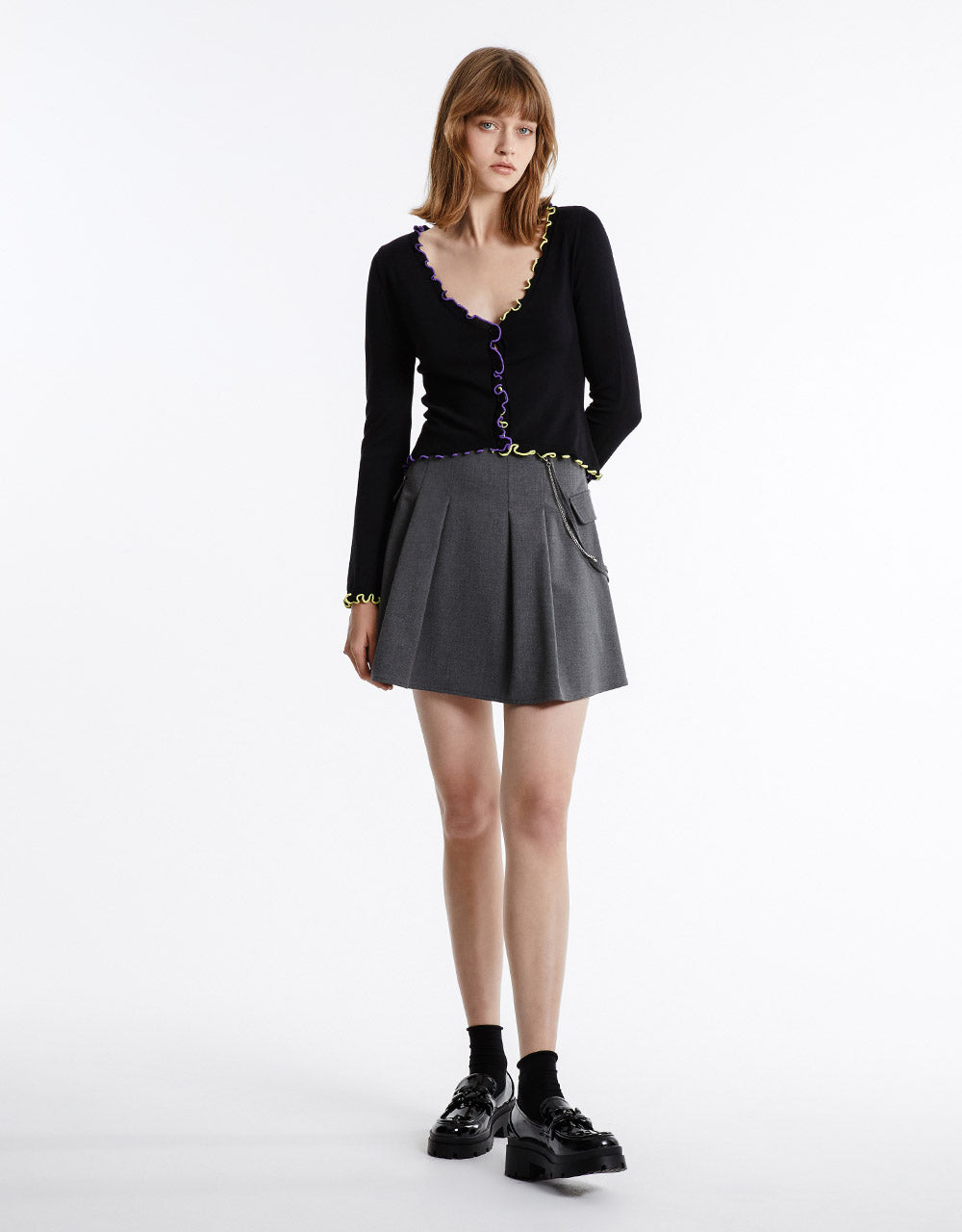 Contrast Color Trim Cardigan