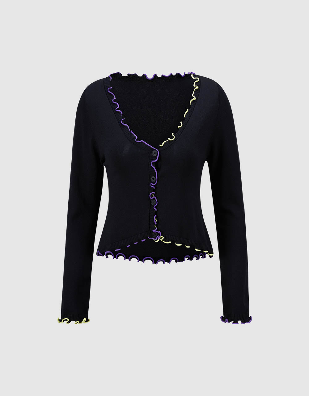 Contrast Color Trim Cardigan