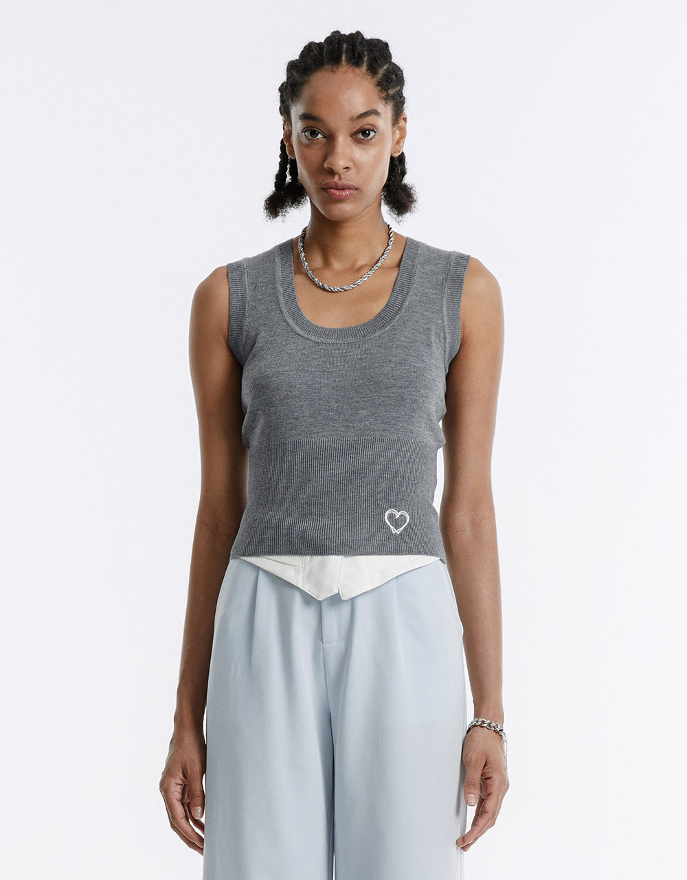 Heart Embroidery Sweater Vest