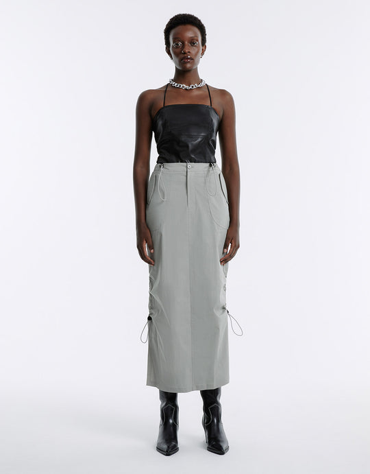 Drawstring Slit Hem Skirt