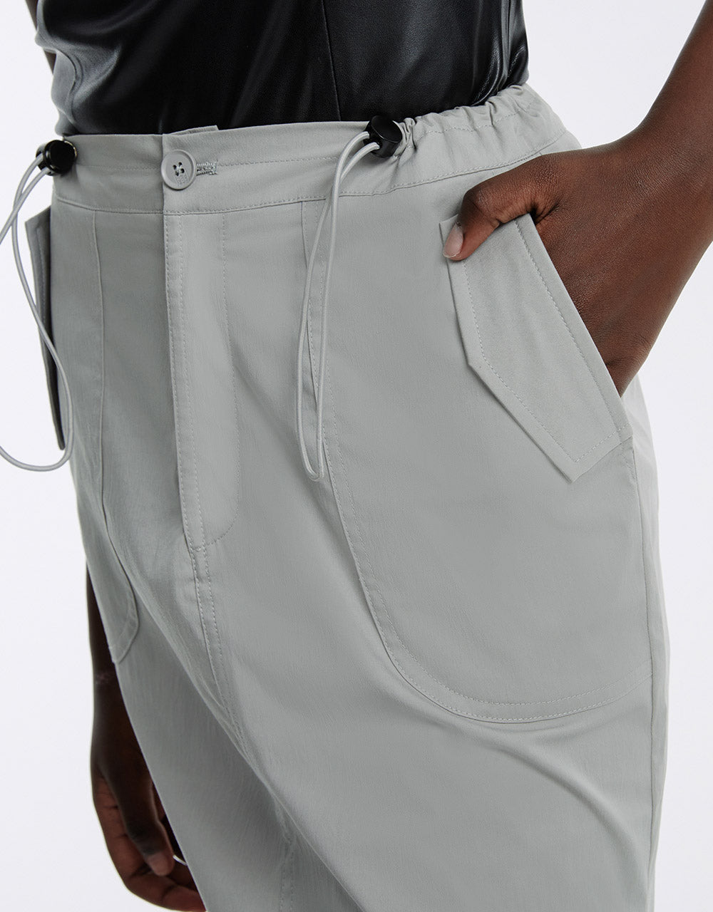 Drawstring Slit Hem Skirt