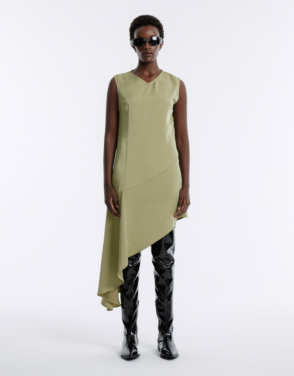 Asymmetrical Hem Sleeveless Dress