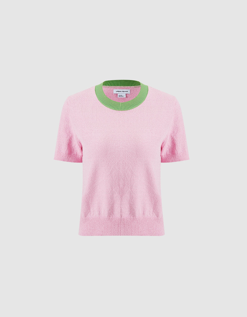 Contrast Trim Cropped Knitted T-Shirt