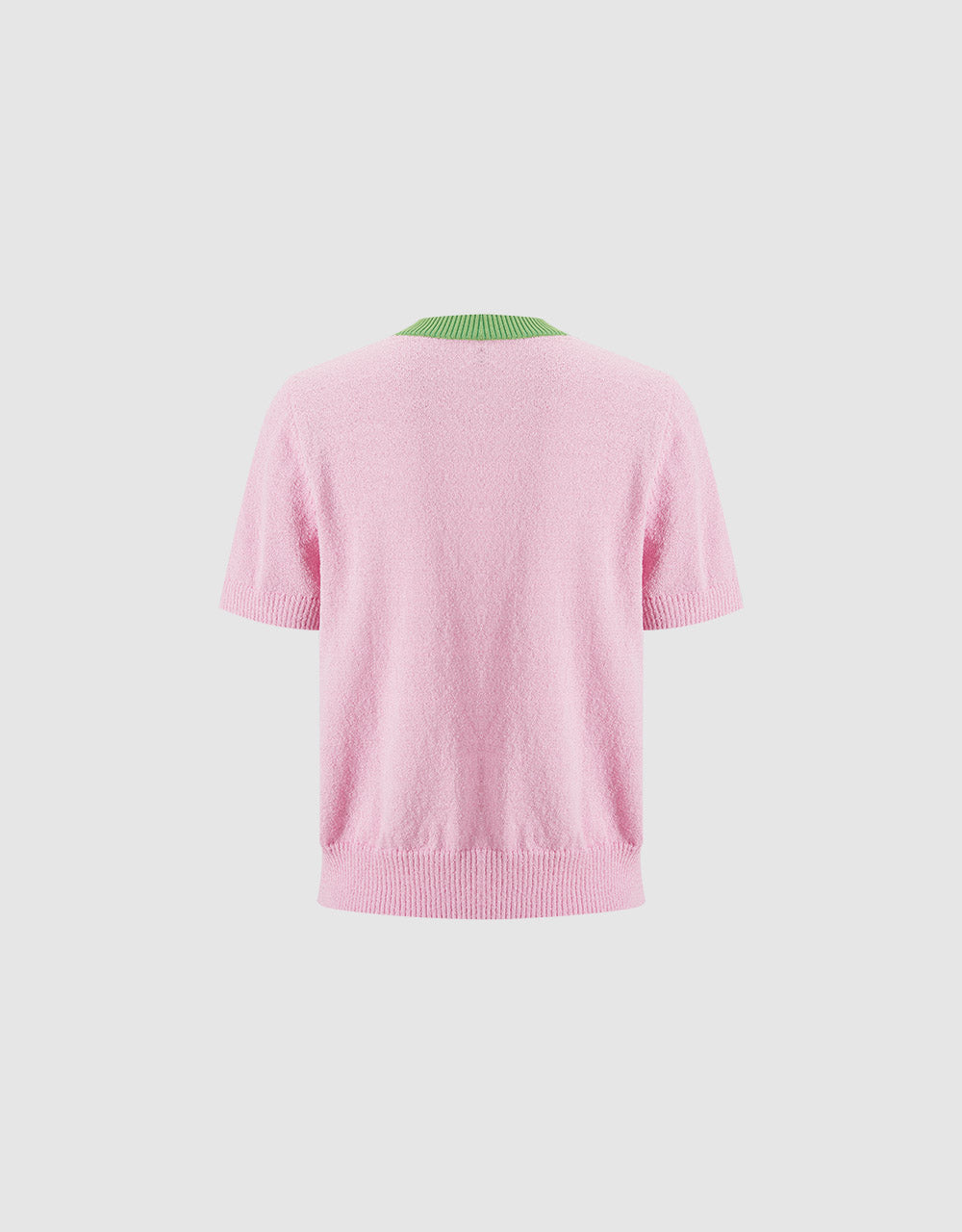 Contrast Trim Cropped Knitted T-Shirt