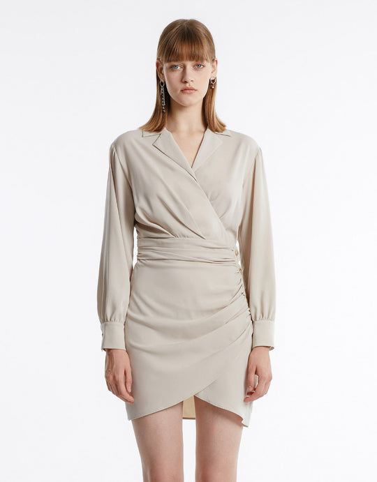 Chiffon Ruched Wrap Dress