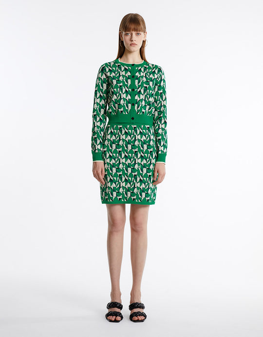 Geometric Print Knitted Skirt