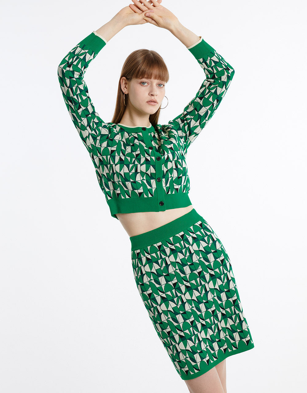 Geometric Print Knitted Skirt