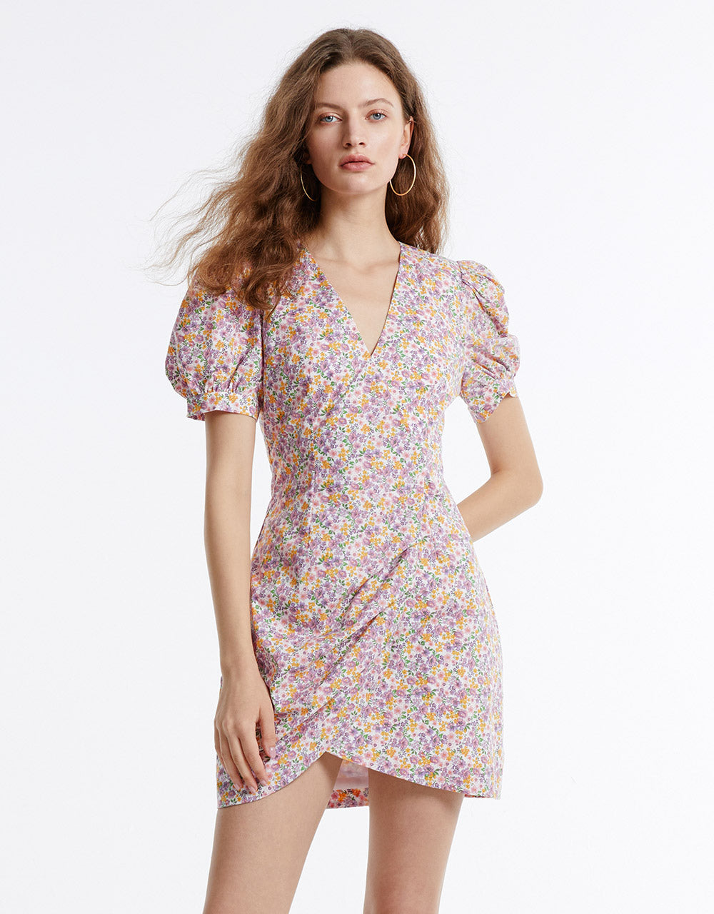 Floral Wrapped Chiffon Dress