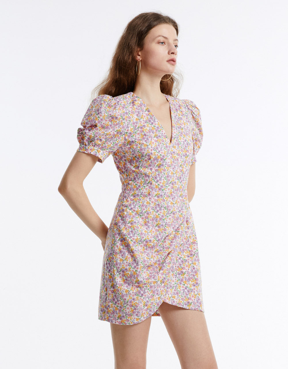 Floral Wrapped Chiffon Dress